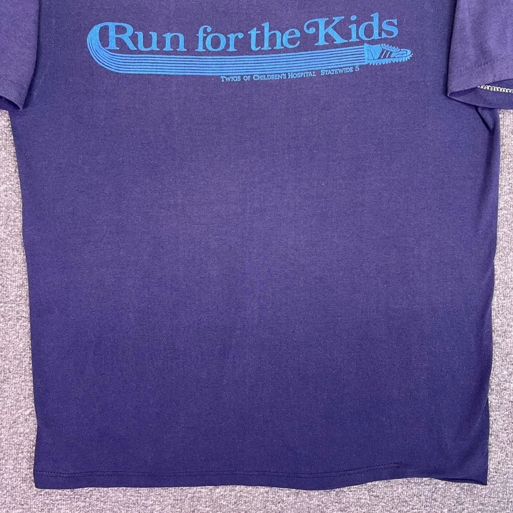 Vintage 80s Run for the Kids Shirt Unisex L Purple Single Stitch Charity Retro